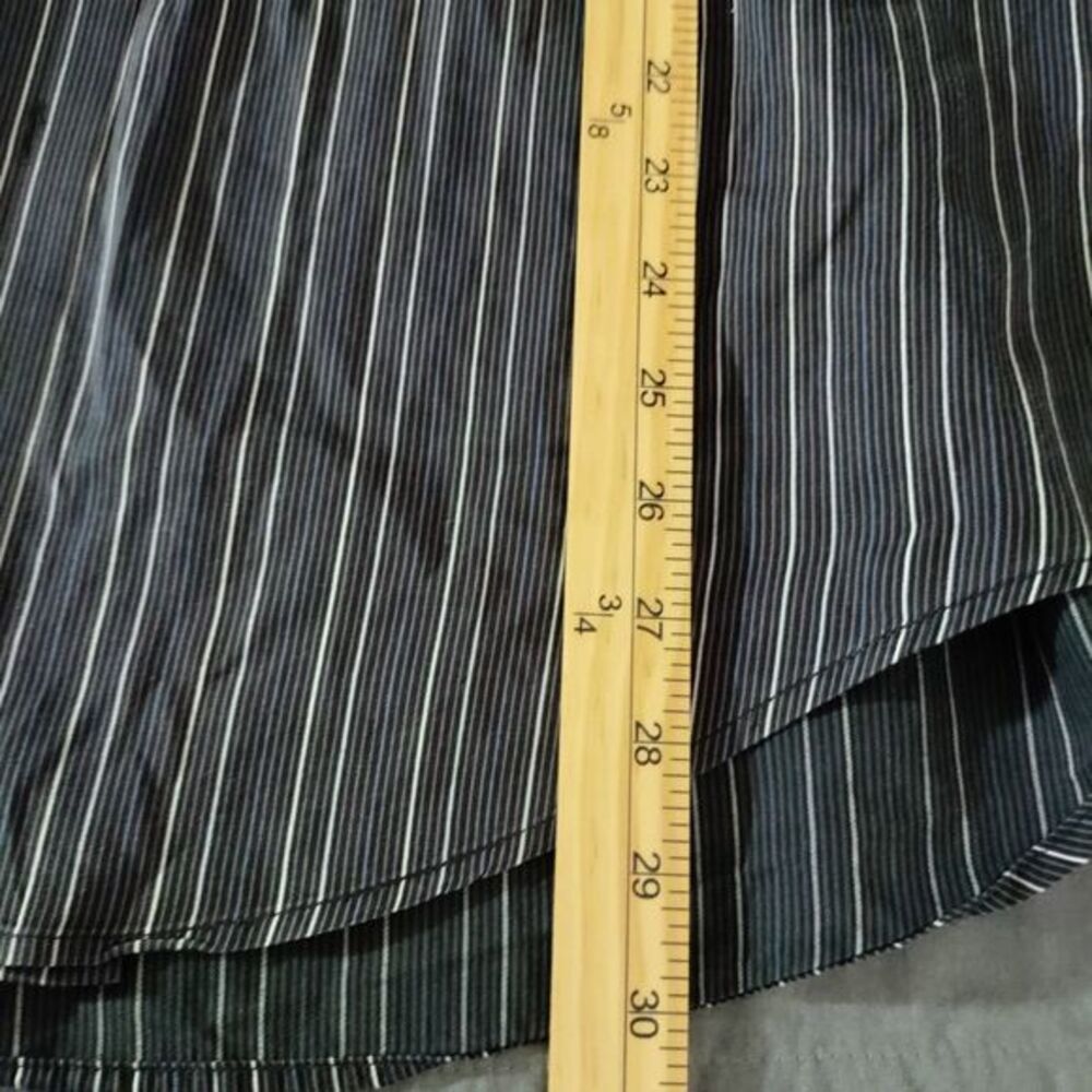 Black Brown 1826 Men M Black/Blue/White Stripe Long Sleeve Button Up Dress Shirt - Picture 8 of 8